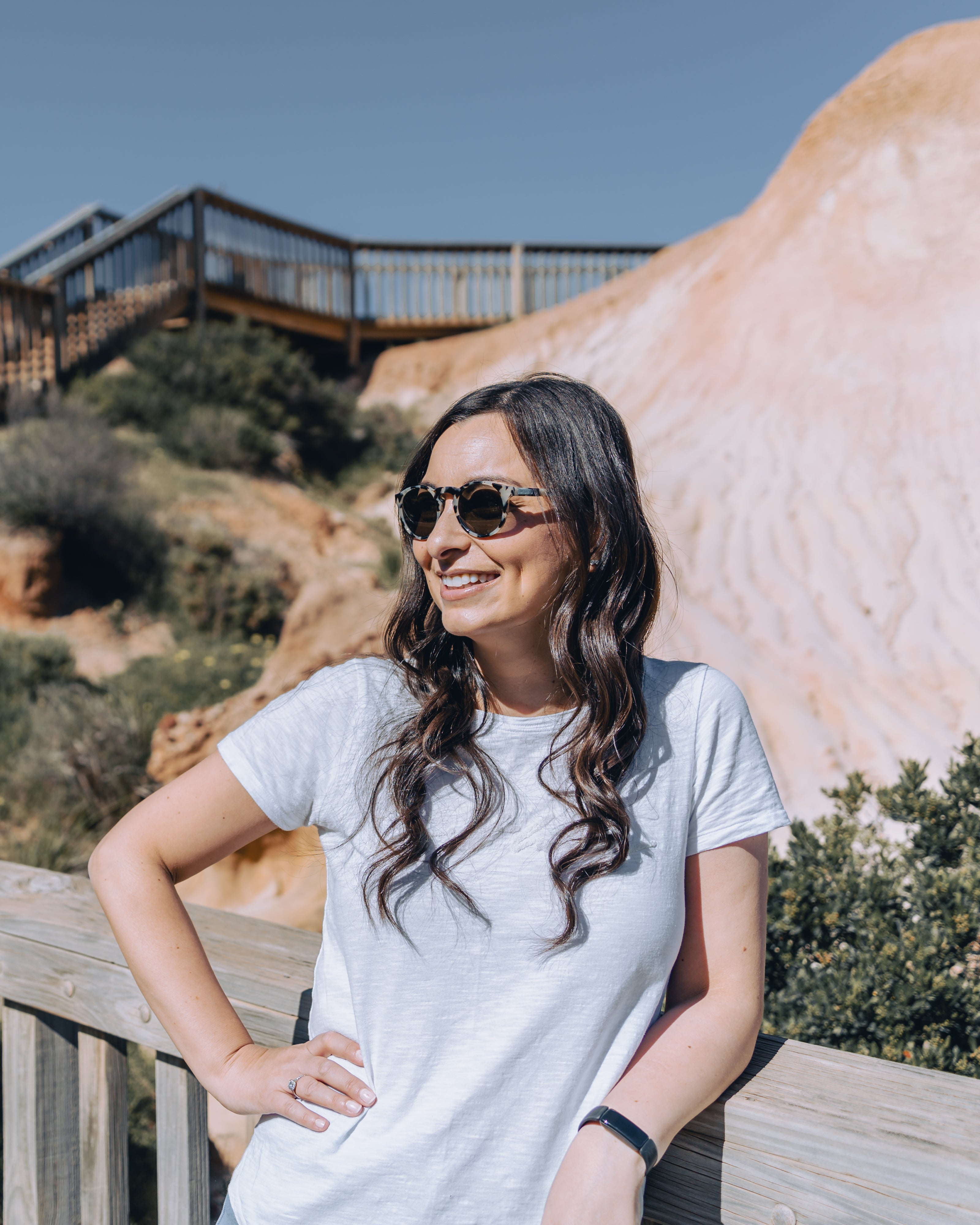 Female model wearing wategos leopard sunglasses from Ozeano Vision