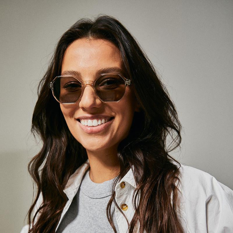 Female model wearing Coolum Polarised Sunglasses from Ozeano